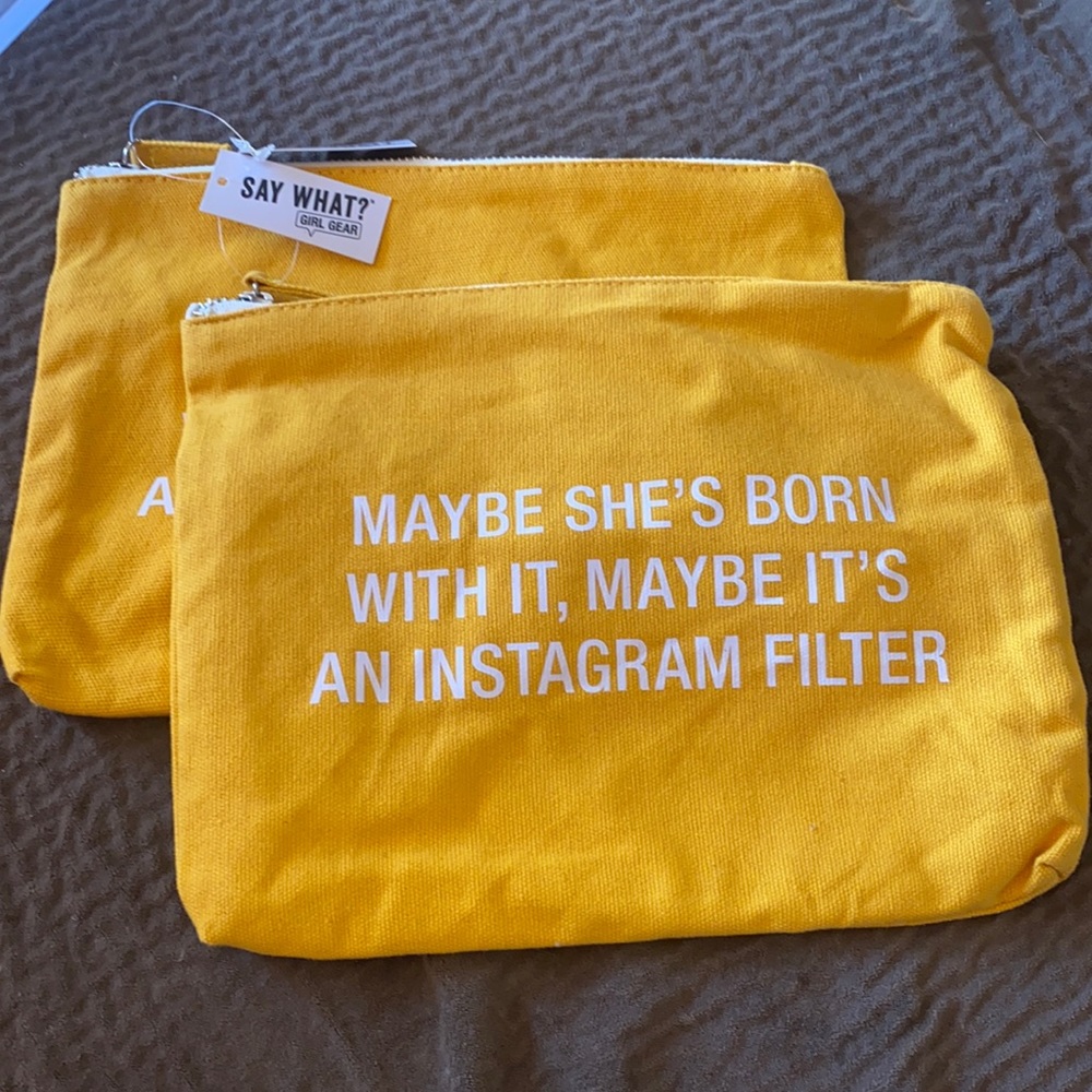 Instagram Filter cosmetic bag funny makeup pouch clutch canvas cheeky zipper